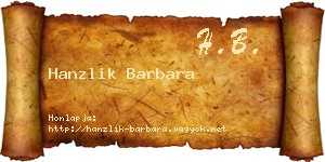 Hanzlik Barbara névjegykártya